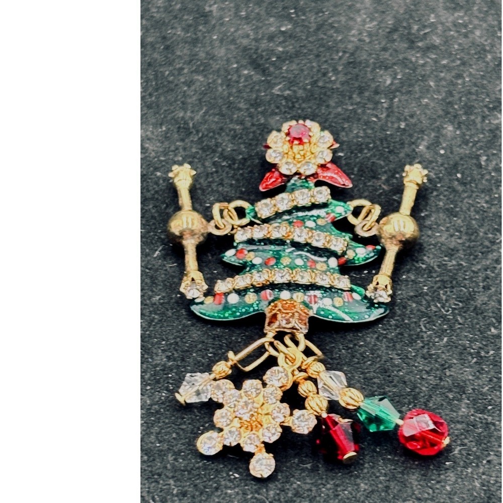 Lunch at The Ritz Christmas Tree Toggle Charm Enamel Rhinestone Crystal